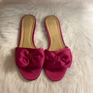 J. Crew magenta pink satin slide on sandal with bow sz 8